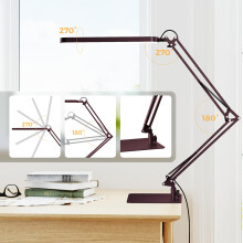 SKYLEO LED Desk Lamp with Slim Base - Adjustable Swing Arm Desk Light, Dimmable, Timer, Eye Protection, Memory Function, 1300LM, 12W, Red