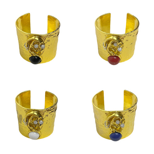 Vintage 3D Human Face Feature Wide Bangle Statement-204