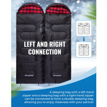 KingCamp Oasis Cotton Flannel Sleeping Bag Camping 3-4 Season for Children & Adults, Left-Right Connectable to Double Sleeping Bag, Ideal for Travel a