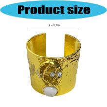 Bold Vintage Face Motif Open Bangle Wide Width Adjustable-203