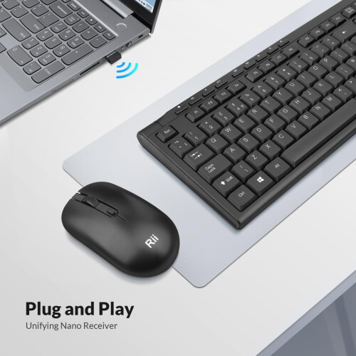 2Pack-Rii RK211 Wireless keyboard and Mouse Set(Black) 1