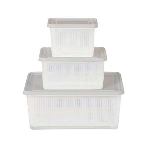 Food Grade PP Fridge Storage Containers with Drain Basket