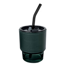 Ceașcă de cafea din sticlă suflată manual, 420 ml, cu husă din piele