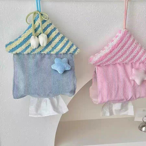 Sac de rangement suspendu unique en forme de maison pour-Bleu 1