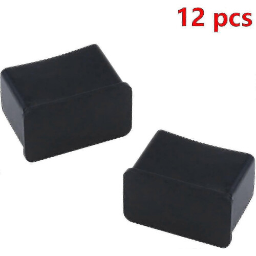 12 Pack Black Felt Pads 30x15mm, Rectangular Rubber Protector Caps for Table Legs 2