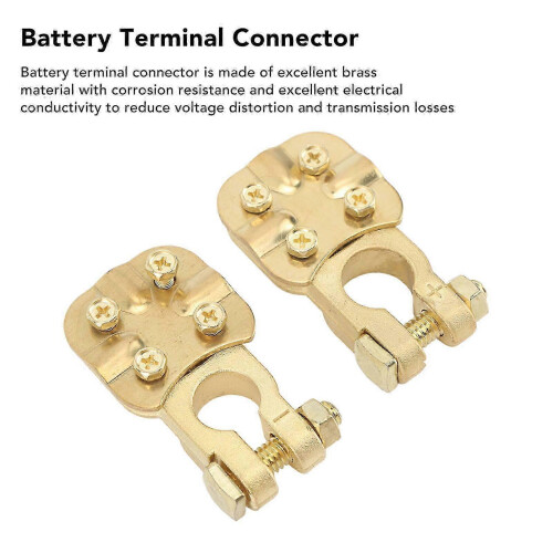 Brass Battery Terminal Connector 2Pcs Set for Car Top Post Positive Negative 2