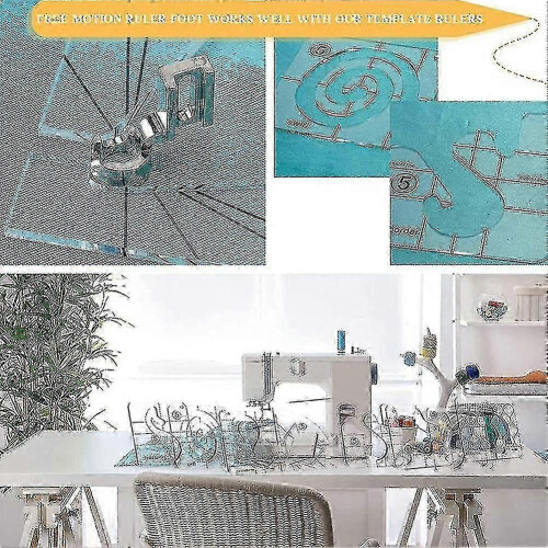 Set di 11 modelli per quilting a mano libera - righello da cucito e righello acrilico Clear Mark e righello da stiro per 2