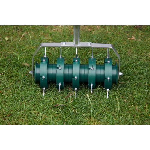 Greenkey Rolling Lawn Aerator, Manual 300mm Spiked Roller, Green, Mixed Materials, Compact Style 1