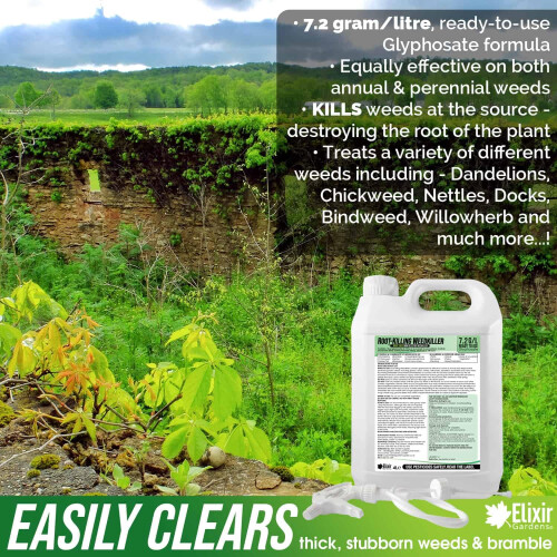 Elixir Gardens 4 Litre Deep Root Killing Glyphosate Weed Killer | 7.2g/l Herbici 1