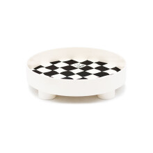 Ronde plastic opbergbak met dambordpatroon
