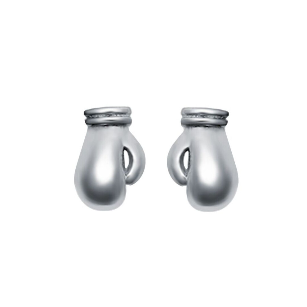 Jewelco London Rhodium Plated Sterling Boxing Glove Stud Earrings 7Mm - Aes125 Silver