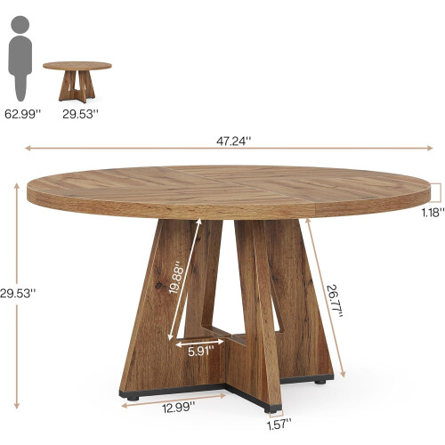 Tribesigns Tribesigns Round Dining Table, 120 cm Dining Table for 4 People 1