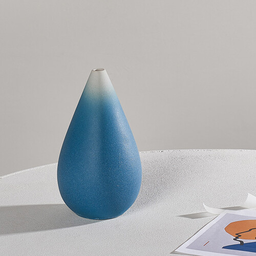 Tropfenförmige Keramikvase, blau oder grau, 15 x 8 cm oder 18 x 8 cm 2
