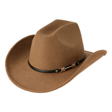 Breathable Flat Top Hat Wide Brims Jazz Hat for Women Men-Khaki