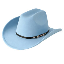 Wide Brims Cowboy Cap for Sun Shade and Breathability-Sky Blue