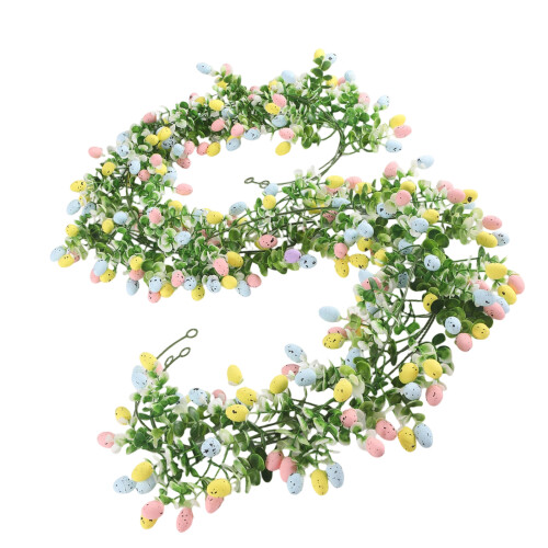 Bright Artificial Eggs Rattan Easter Ornament-Blue Pink Yellow