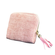 Tassels Accented Jewelry Storage Pouch for Crystal Pearls-Pink