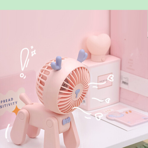 Mini Cartoon Dog/Deer USB Fan – 3-Speed, Rechargeable 1