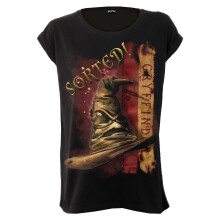(L, Black) HARRY POTTER - GRYFFINDOR HAT - Boatneck Cap Sleeve Top Black