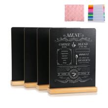 SUTINE Schoolbord Tekens, 4Pack 8.6 x11 Inch Tafelschrift bord met Beuken Houder, Dubbelzijdig Klein Bord