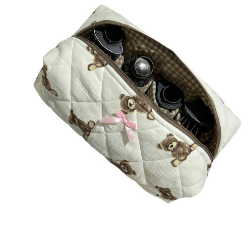Stilvolle Organizer-Tasche mit gestepptem Design,-Bärenmodell