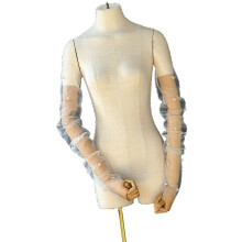 Breathable Bride Gloves With Pearls Embellishments And-Cream