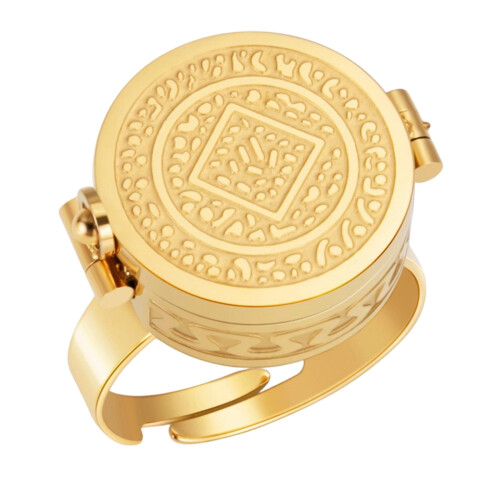 Stylish Lip Balm Storage Ring Adjustable Design-Pattern gold
