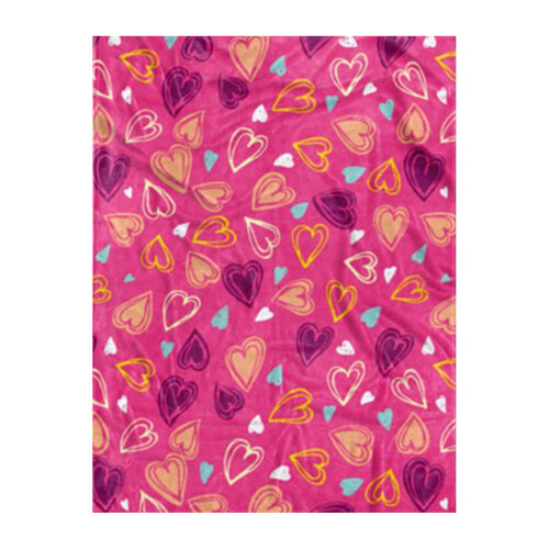 Koc flanelowy z wzorem serca 100x70cm