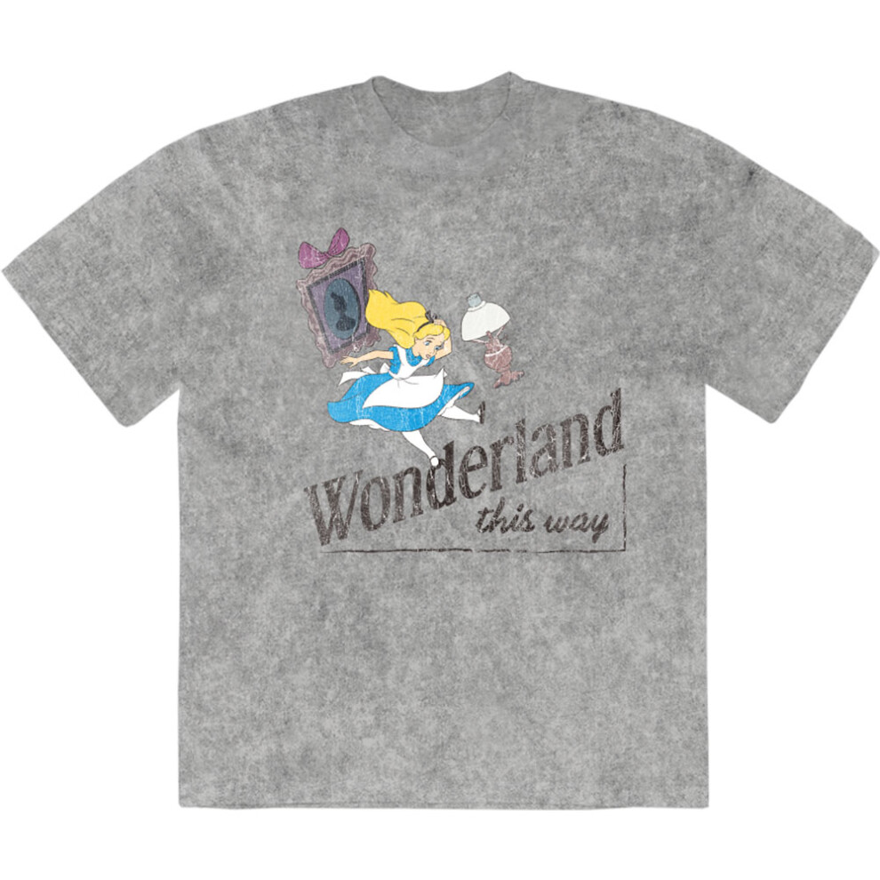Disney (M, ) Alice In Wonderland Wonderland This Way T Shirt Grey