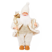 Ornament felinar Moș Crăciun, pânză și PVC, 42 cm