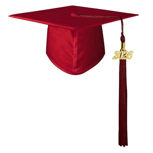 2026 Graduation Cap Classical Square Design-dark red child
