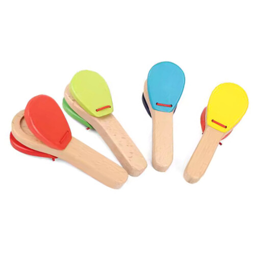 Wooden Clapper Percussion Toy Orff Castanets for Beginners