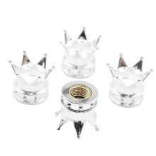 Leak Proof Decorative Crown Style Valves Cap Enhancing-Silver