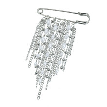 Stevige metalen broche met franje en afneembare taillevorm-1419