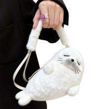 Cute Plush Crossbody Bag Small Shoulder Purses Phone-White