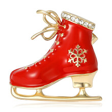 Creative Sporty Ski Ice Skate Shoe Brooches Unisex Alloy-Red