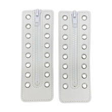 PU U Leather Zippered Shoelace Inserts with 8-White 16hole PU