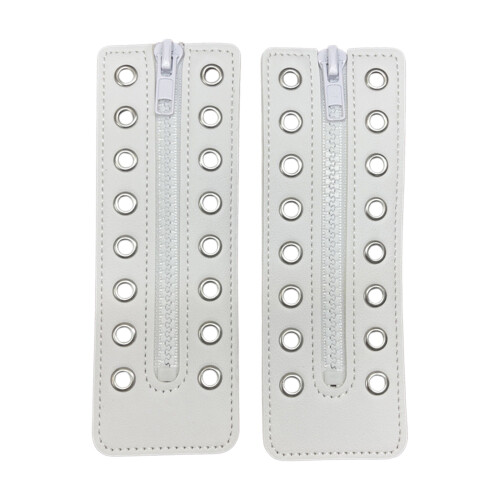 Shoe Lace Zippered Inserts PU Leather Zippered-White 16hole PU