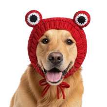 Chapeau de vacances lavable pour chien, tricoté, tissu-Rouge