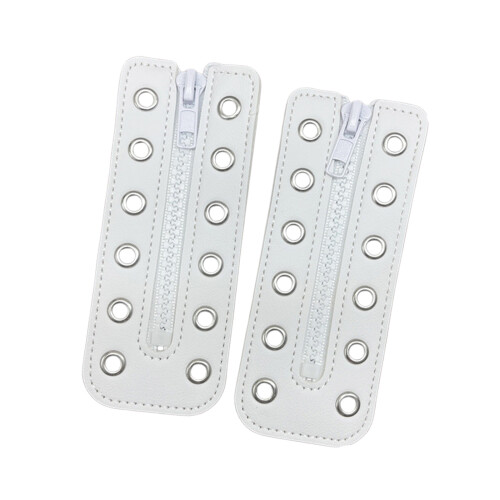 Shoe Lace Zippered Inserts PU Leather Zippered-White 12hole PU