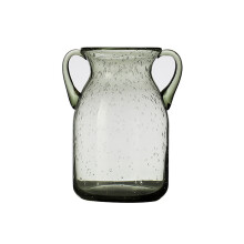 Vase exquis en verre soufflé à la main, vase décoratif élégant pour la maison avec effet de bulles d'air décoratif pour un décor de style bord