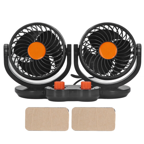 24V dobbelt ventilator til bil med 360 rotation
