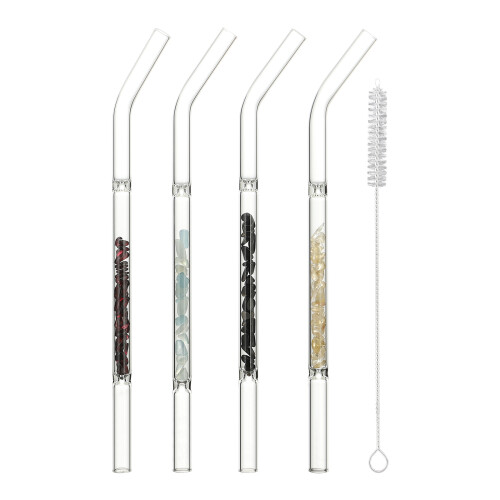 Crystal Glass Drinking Straws23cm Multicolour Set of4
