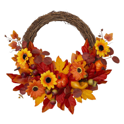 Autumn Wreath with Pumpkins Maple Leaves Pine Cones45cm