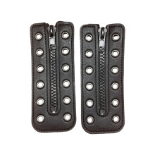 Shoe Lace Zippered Inserts PU Leather Zippered-Black 12hole PU