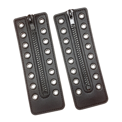 PU U Leather Zippered Shoelace Inserts with 8-Black 16hole PU