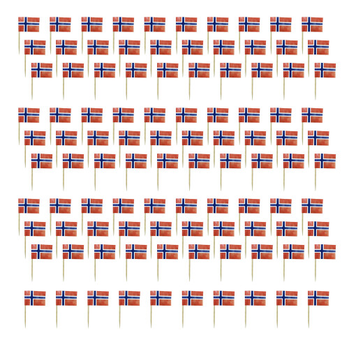 100Pcs National Flag Toothpicks  Cupcake Picks-Norway