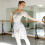 Stretch Nylon Dance Leotard with Bubble Sleeves And-White M 6