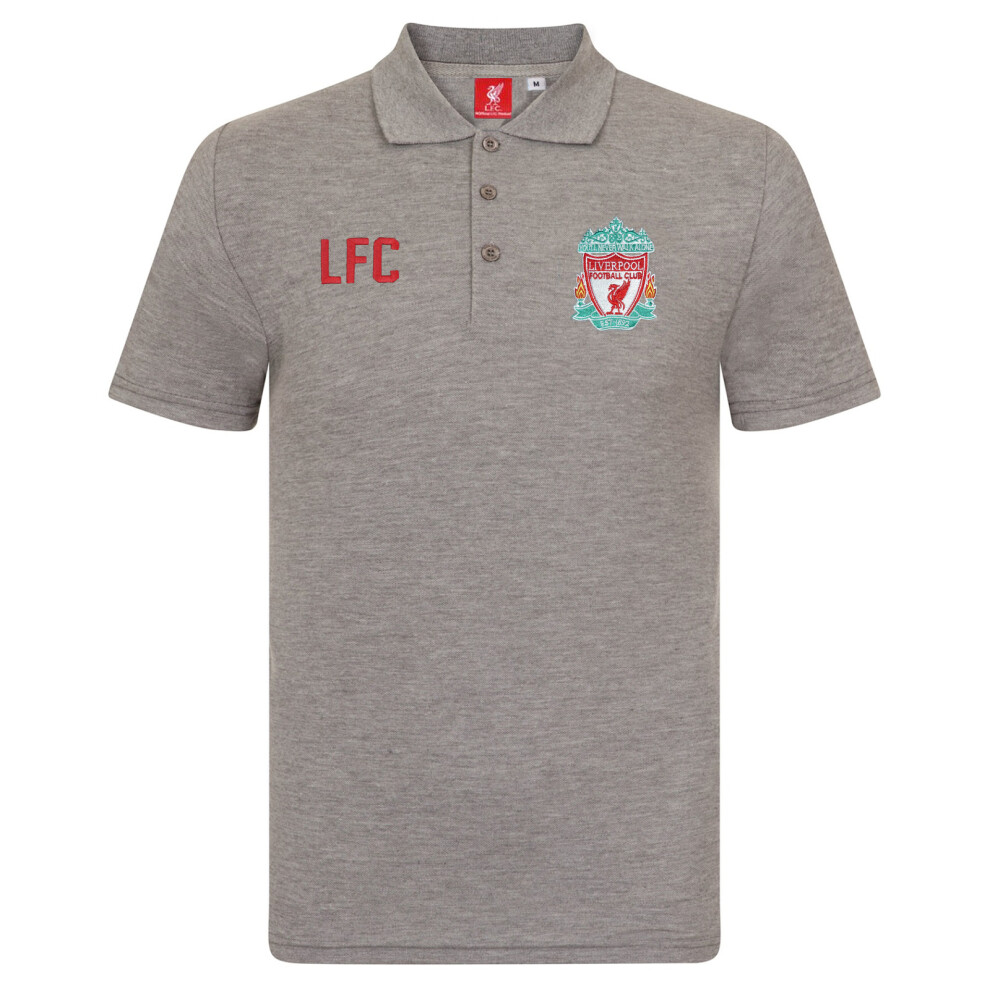 Liverpool Fc Official Football Gift Mens Crest Polo Shirt Small Grey