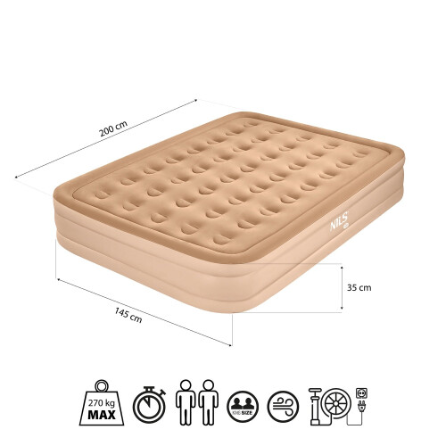 Saltea dublă King Size cu pompă electrică, bej 2
